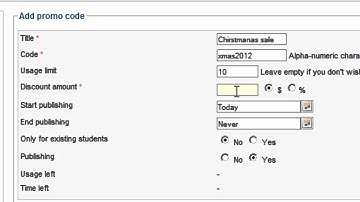 Joomla LMS Component Promo Codes Manager | Promote Your Courses