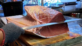 Bluefin Tuna Cutting For Sashimi藍鰭鮪魚切割生魚片 - Taiwanese Fish Market