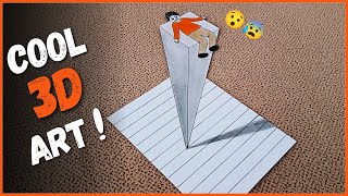Cool 3D art: how to draw cool 3d drawing on paper step by step