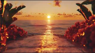 Golden Sunset Ocean  6 Hours “Real Life Screen Saver” with Soft Jazz | Relaxing Beach Ambience in 4K