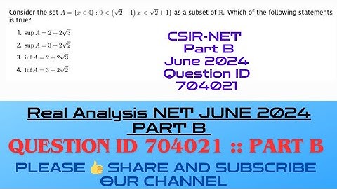 CSIRNET Mathematics June 2024 Solutions| CSIRNET July 2024 Question Part B|#QID704021 #704021