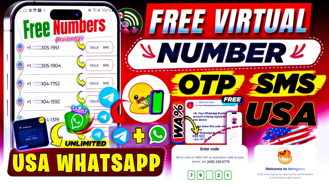 Get Free USA VIRTUAL Phone Number for WhatsApp, Telegram, Call & Text | Free Virtual WhatsApp Number