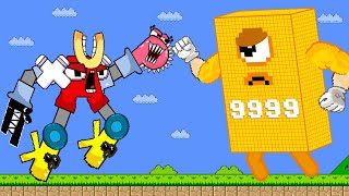 Mario \& The Giant ROBOT Alphabet Lore vs The Giant ROBOT Numberblocks GOLD 9999 | GM Animation