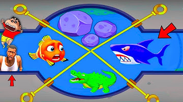 SHINCHAN and CHOP Saving FISH from EVIL SHARK | NOOB vs PRO vs HACKER In SAVE THE FISH | AMAAN-T