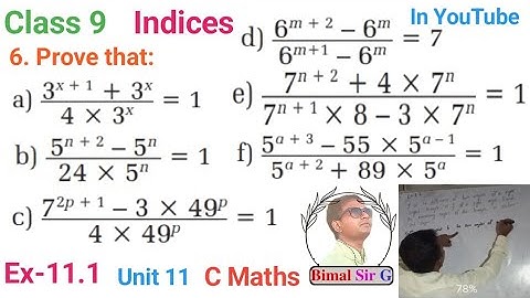class 9 Ex- 11.1 Q6 a to f) Indices  | Vedanta excel in mathematics class 9 and 10 solution Cmaths