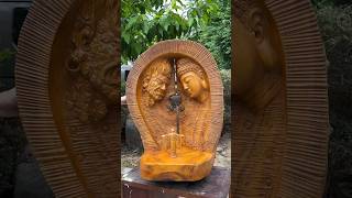 “From Demon to Buddha: A Journey Carved in Wood” 🪵 #art #buddhi art#wood statue#woodworking #