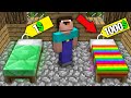 Minecraft NOOB vs PRO: NOOB BOUGHT RAINBOW BED FOR 1000$ VS EMERALD BED FOR 1$! 100% trolling