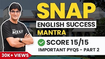 SNAP English: Verbal Ability Imp PYQs | Tips To Score 15/15