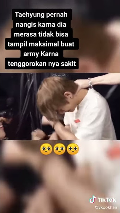 ini taehyung menangis karena tenggorokannya sakit.   Nangis karena nggak bisa koknser  untuk army.