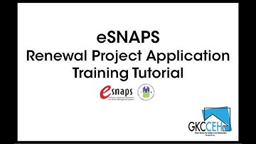 eSNAPS RENEWAL Project Application Tutorial
