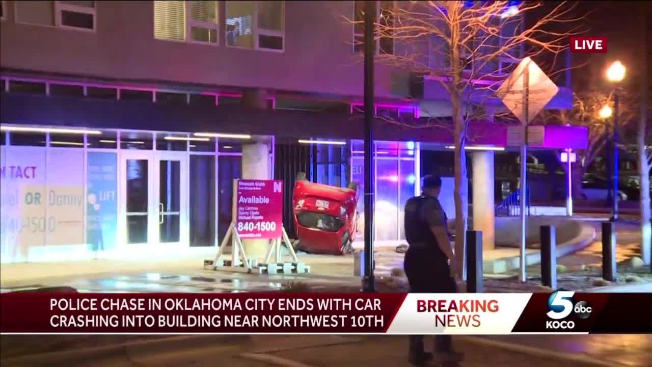 Car crashes into building after traffic stop turned police chase in OKC ...