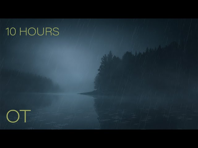 Moody Stormy Night on a Lake in the Woods | Soothing Rain u0026 Thunder sounds | Relax | Study | Sleep class=