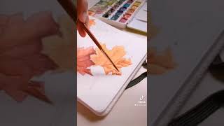 Autumn Leaves Watercolour Painting 🍁🍂 #shorts #painting #watercolor