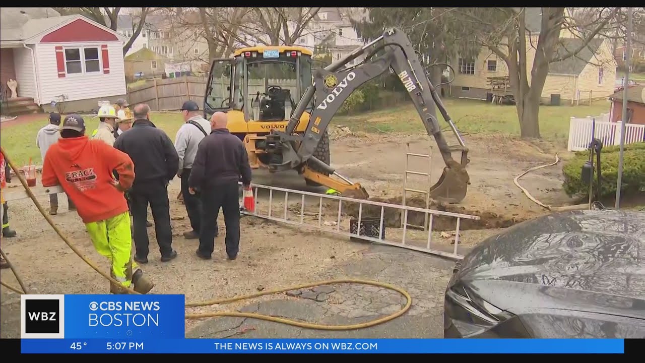 Newton DPW worker rescued after trench collapse - YouTube