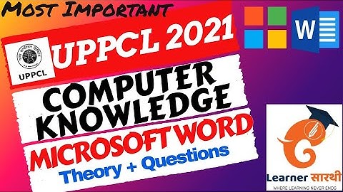UPPCL Accountant/ARO/CA 2021 Exam| UPPCL Computer Knowledge| Microsoft Word Theory Class + Questions
