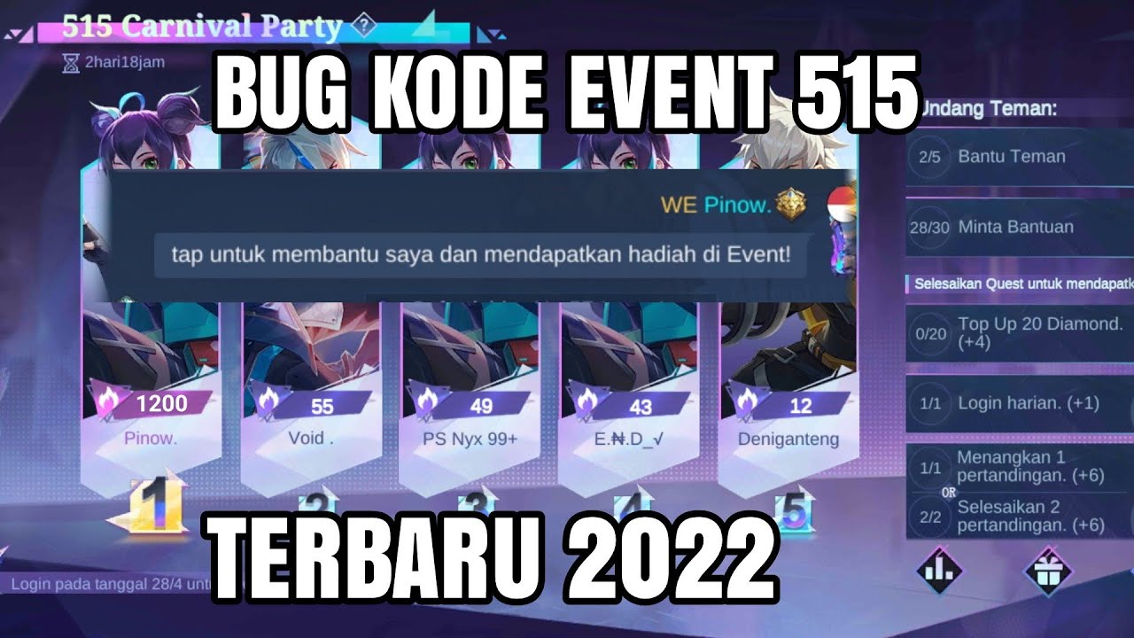 Bug / Kode Event 515 Terbaru 2022