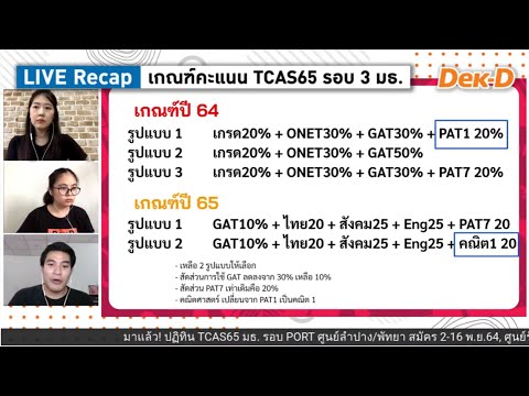 LIVE Recap เกณฑ์คะแนน TCAS65 รอบ 3 ม.ธรรมศาสตร์