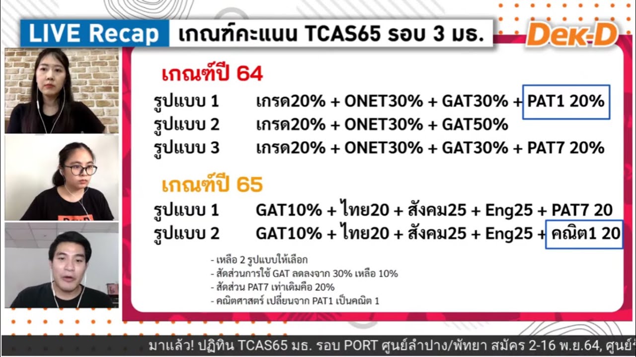 LIVE Recap เกณฑ์คะแนน TCAS65 รอบ 3 ม.ธรรมศาสตร์ | ข้อมูลทั้งหมดเกี่ยวกับคํานวณคะแนน gat patที่สมบูรณ์ที่สุด