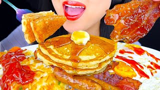 ASMR Breakfast Platter Pancakes, Hash Browns, Bacon, Sausage & Eggs | Eating Sounds | ASMR Phan