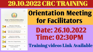 29.10.2022 CRC பயிற்சிக்கான ONLINE ORIENTATION PROGRAM ON 26.10.22 AT 02:30PM JOIN ALL FACILITATORS