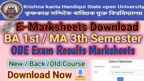 How to Download kkhsou BA 1st sem  E Markcheets ll New Students ll MA 3th Semester 20-21