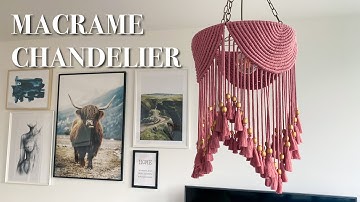 Modern MACRAME CHANDELIER with beads and tassels