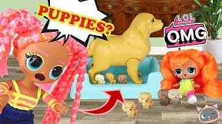 ROCKY HAS PUPPIES   - LOL FAMILY OMG DOLL NEONLICIOUS DAZZLE & NEON QT DREAM HOUSE ADVENTURES! 