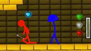 Watergirl and Fireboy , Stickman Animation ( part 2 gold temple parkour)