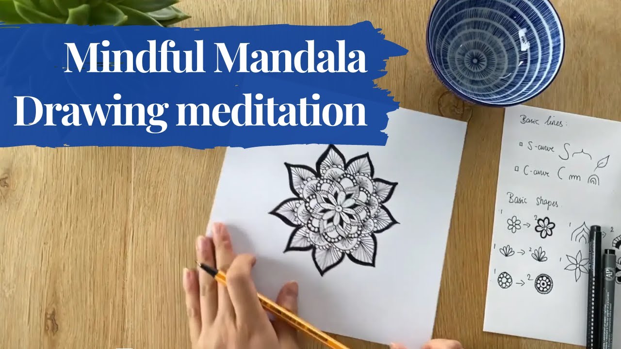 Mindful Mandala art drawing meditation to destress and enjoy creative