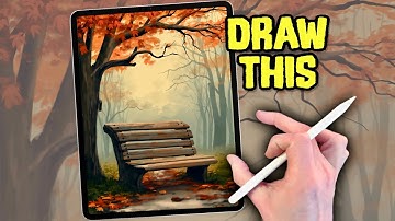 PROCREATE Landscape Drawing Tutorial - AUTUMN Bench