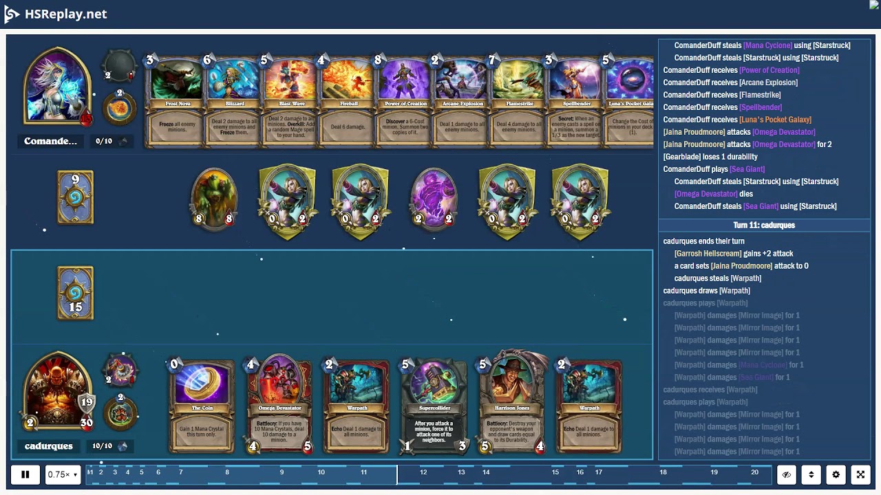 ProGaming - Hearthstone, Cyclone Mage(4) vs Control Warrior(4) by ComanderDuff and cadurques, Ran...