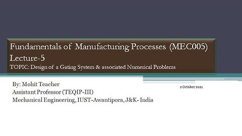 Lecture-5 I Gating System I Gating Ratio