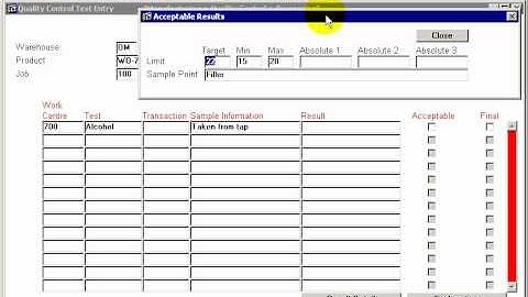 DYNAMIC 3i Free Edition ERP tutorials - quality control - test entry