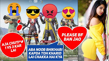 😭Random RICH & HOT girl call me noob.. 1v3 tdm CHALLENGE , 😡Random call me Begger , pubg Randoms