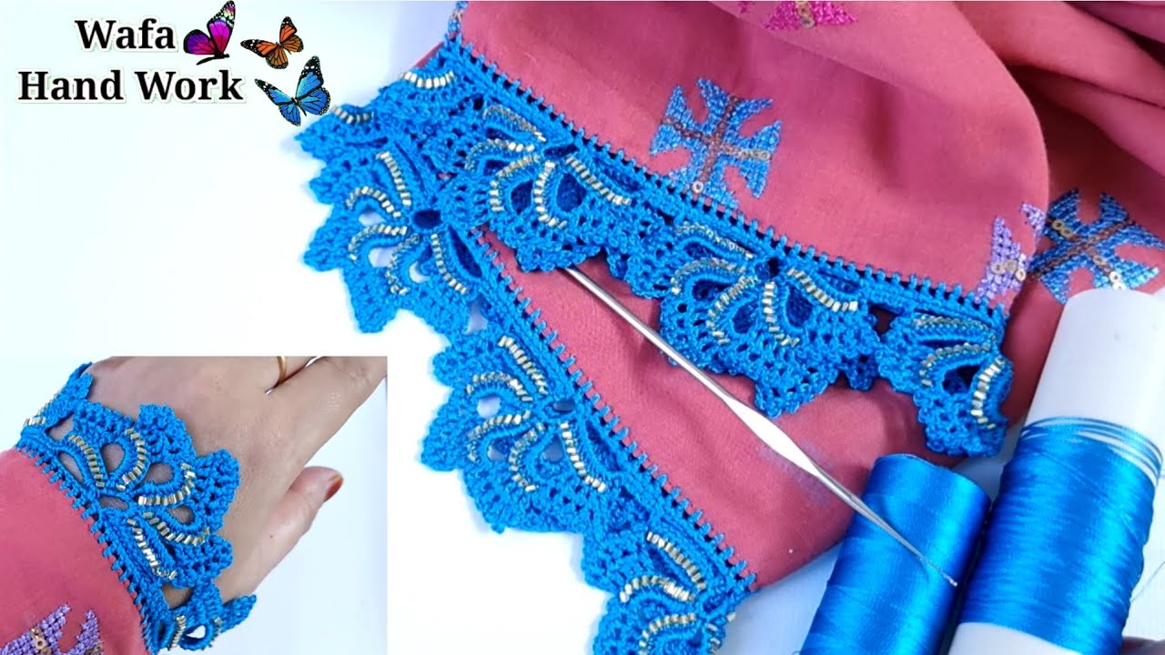 Learn Crochet Knitting Earn Money At Home 💯✅ 💙👌💙 Beautiful Crochet Lace Border | Crosia Beads Work