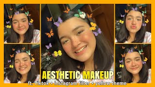 Aesthetic makeup️ || ft. Tiktok + instagram filter + using yellow theme (i tried)