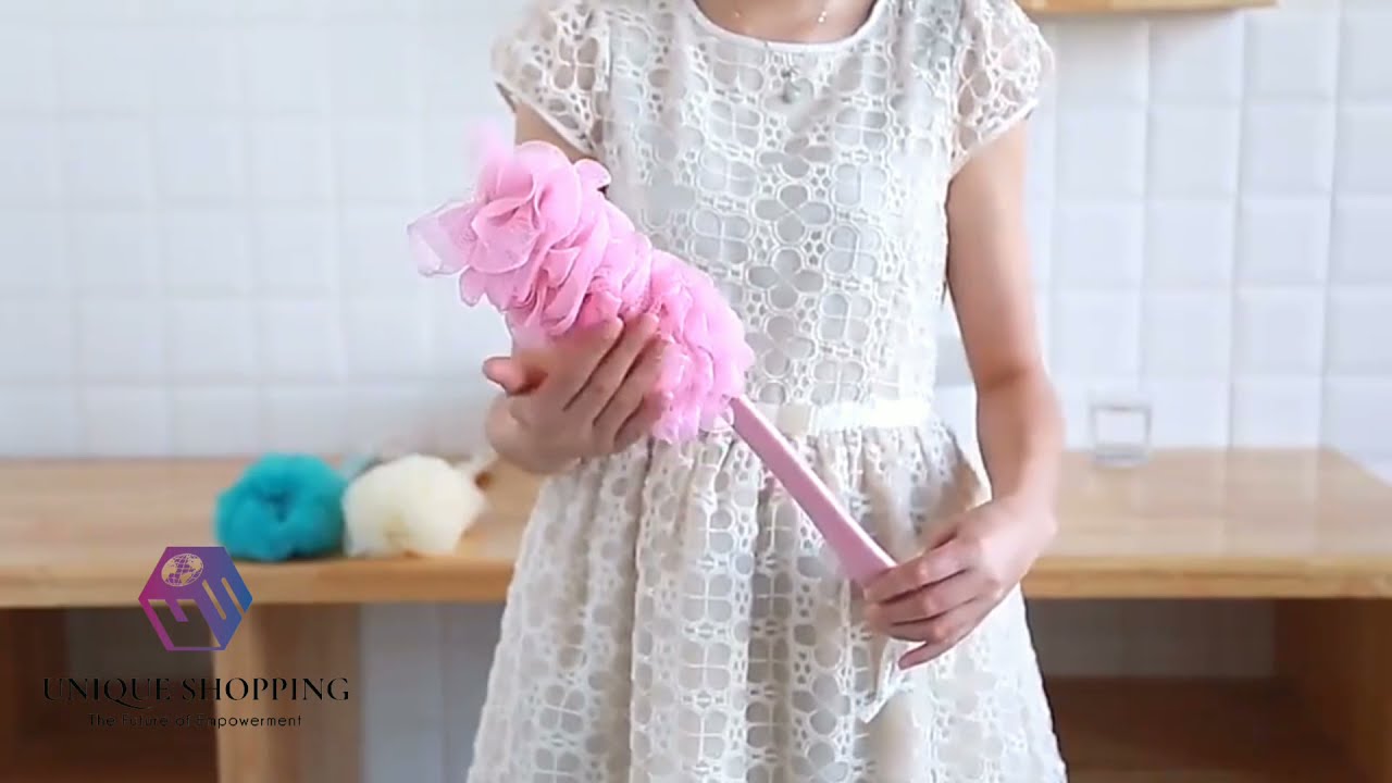 Practical Body Scrub Bath Back Brush Shower Loofa Mesh Bath Ball With Long Handle. Unique shopping!