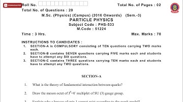MSC PHYSICS CAMPUS 3RD SEM PARTICLE PHYSICS MAY 2019 | PTU