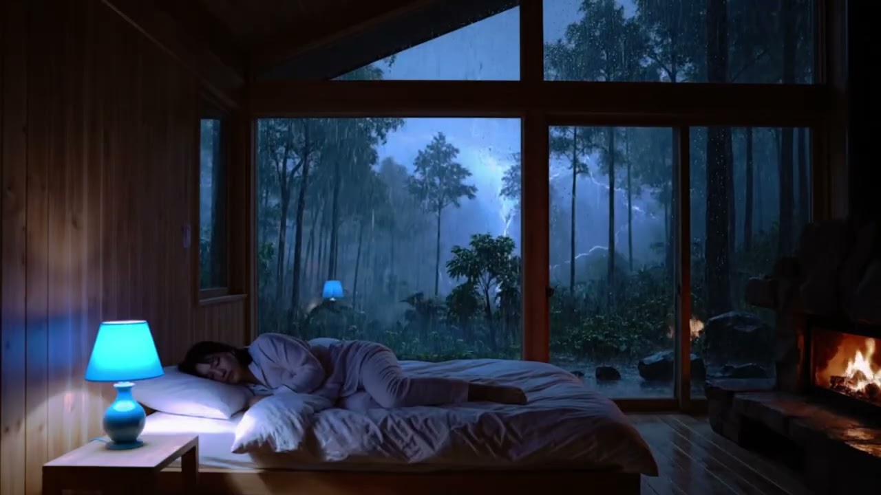 You’ll Fall Asleep Fast to Heavy Rain Outside This Cozy Glass Cabin (ASMR)