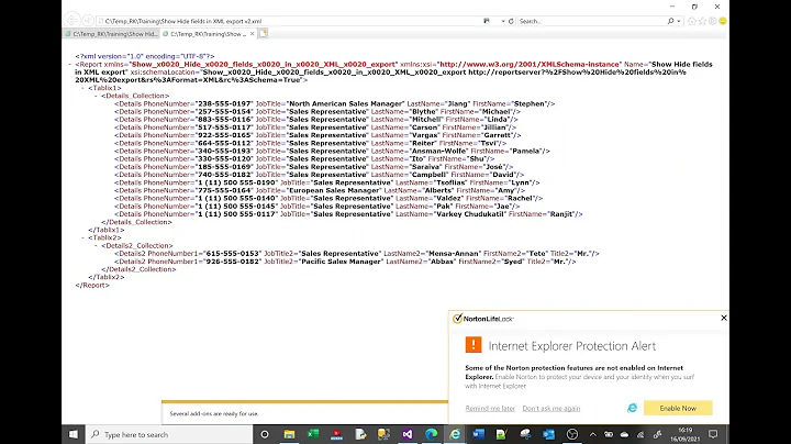 MS SSRS tutorial on showing\hiding data when exporting to XML