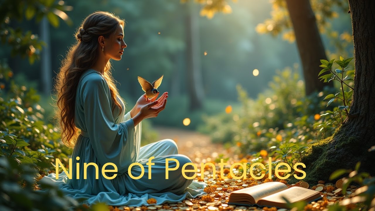 9 of PENTACLES Observe and appreciate.