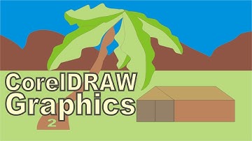 CorelDraw Graphics 2 Natural Scenery Mountain House Palm Tree | Lunar Computer College