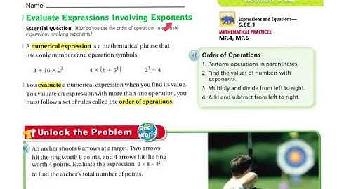 6th Grade Go Math 7.2