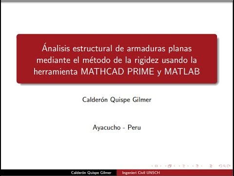 Análisis Estructural de  armaduras planas con Mathcad y Matlab 1/2