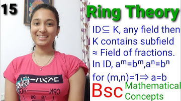 ID⊆ K, any field then K contains subfield ≈ Field of fractions. In ID, aᵐ=bᵐ, aⁿ=bⁿ for (m,n)=1⇒ a=b