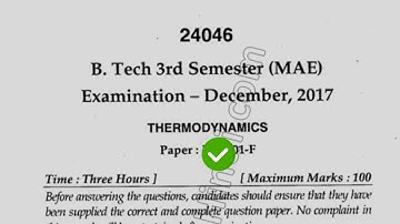 2017 Mdu BTech MAE 3rd Sem Thermodynamics Question Paper