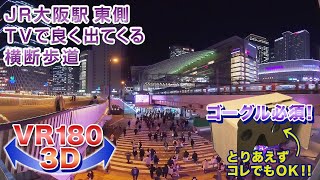 【ゴーグル必須・立体視】JR大阪駅 東側 TVで良く出てくる横断歩道 2021.12.23＜VR180 3D＞