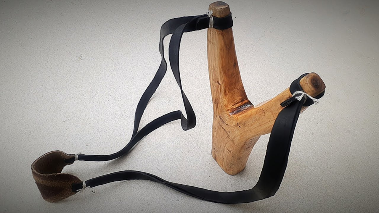 Wooden slingshot with rubber double