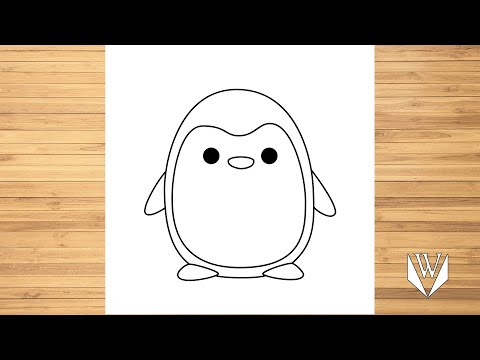 Wie zeichnet man Pinguin | Schritt für Schritt | Easy Drawing | Kostenloser Download Malvorlagen