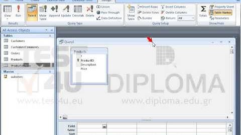 Create a new query that will display all fields from the Products table and all records where...